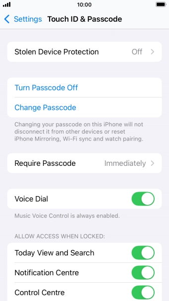 Press Turn Passcode Off and key in the phone lock code.