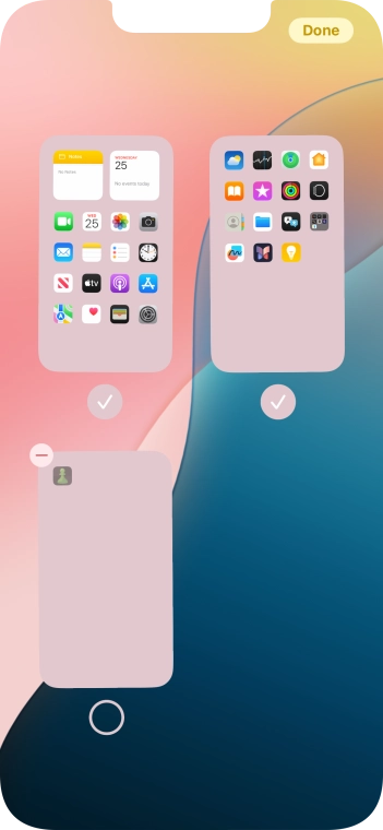 Press the delete icon next to the required home screen page.