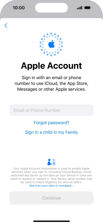 Press Email or Phone Number and key in the username for your Apple ID.