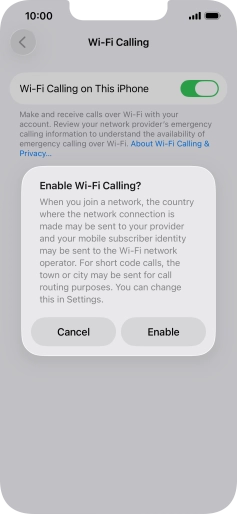 If you turn on the function, press Enable.