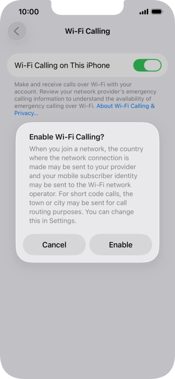 If you turn on the function, press Enable.