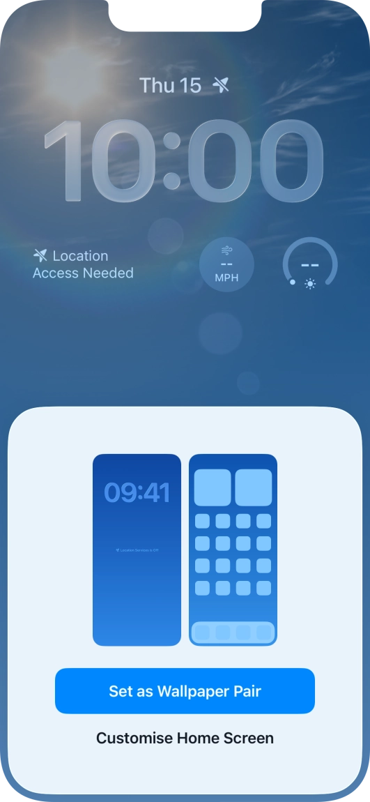 To use the same colour theme on the home screen, press Set as Wallpaper Pair.