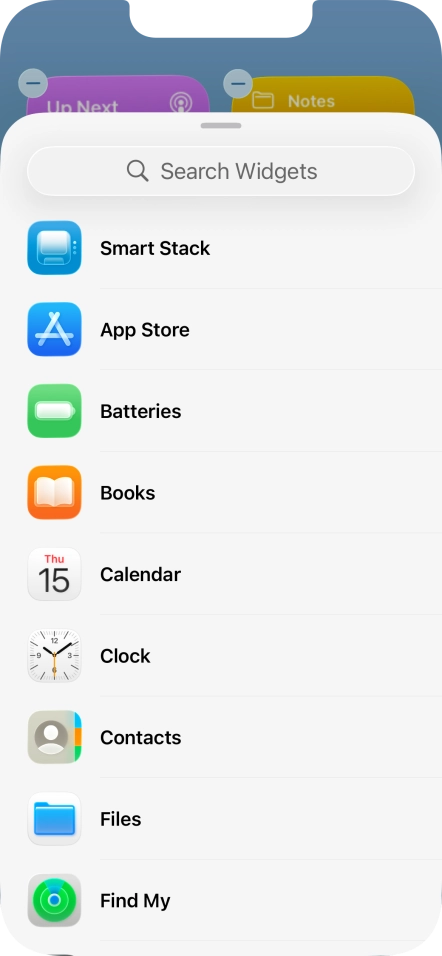 Press the required widget.