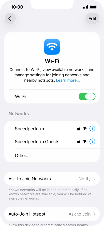 Press the required Wi-Fi network and key in the password for the Wi-Fi network.