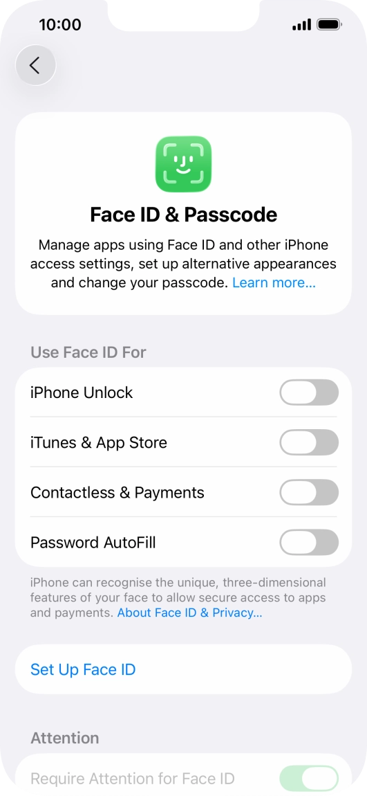 Press Set Up Face ID.