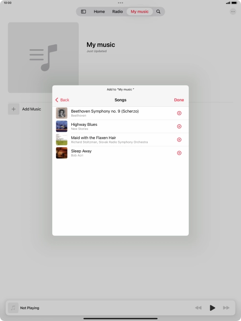 Go to the required category and press the add icon next to the required audio file.