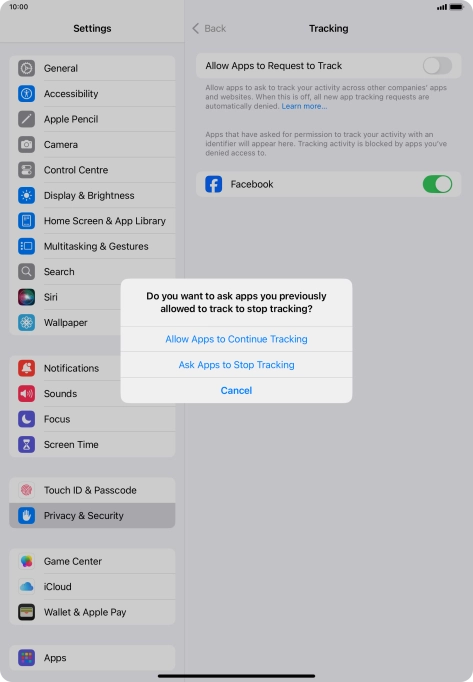 If you turn off the function, press the required setting.