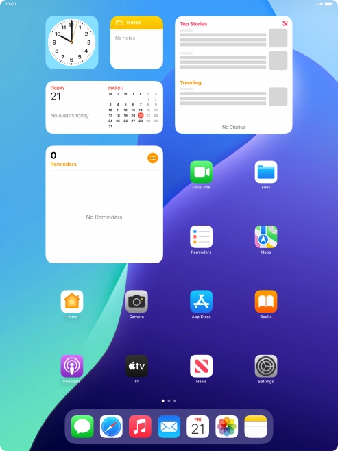 Slide your finger right on the screen to open the widget menu.