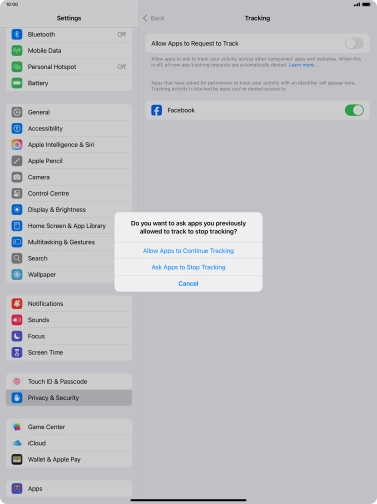 If you turn off the function, press the required setting.