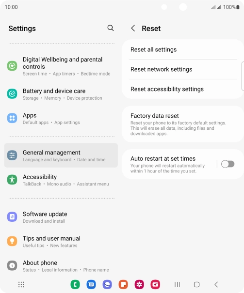 Press Factory data reset.