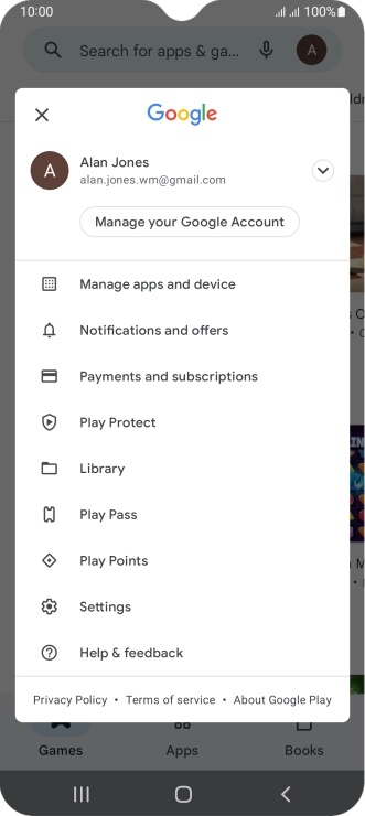 Press Manage apps and device.
