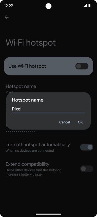 Key in the required Wi-Fi hotspot name and press OK.