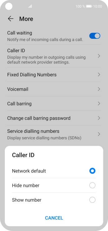 Press Show number to turn on caller identification.