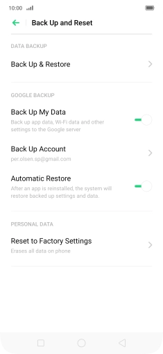 Press Reset to Factory Settings.