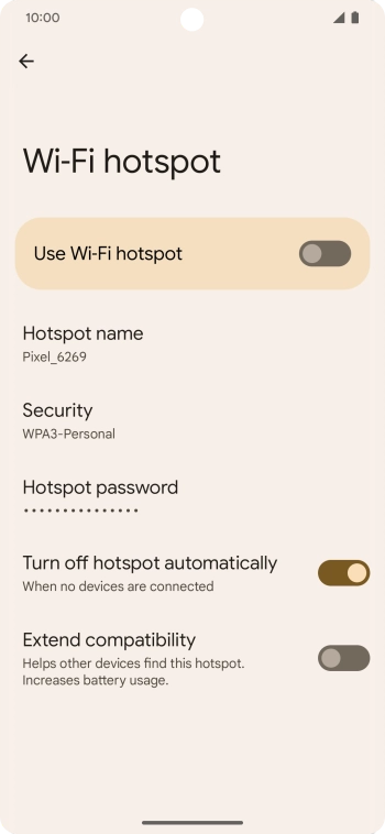 Press Hotspot password and key in the required password.