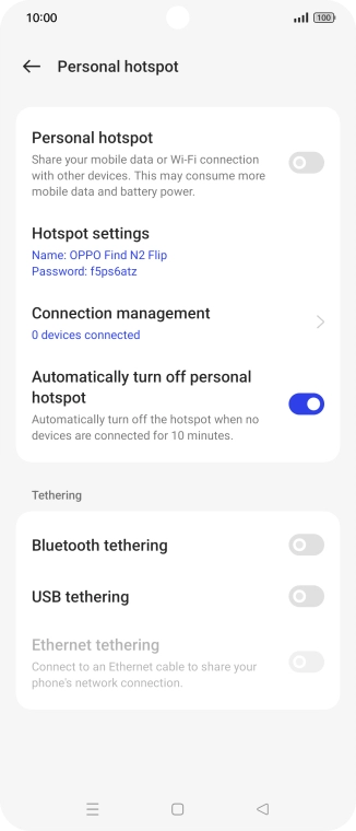 Press Hotspot settings.