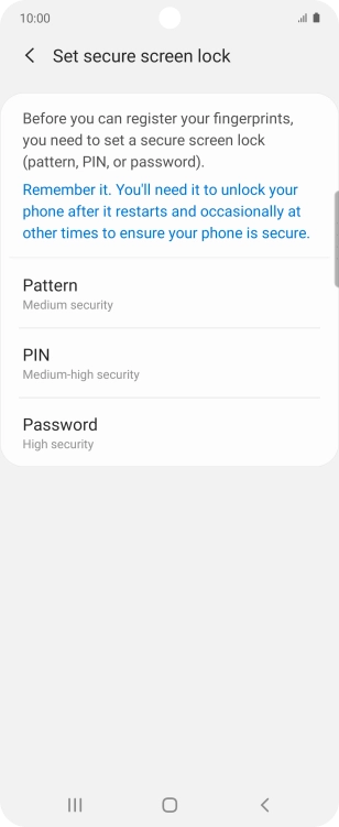 Press the required phone lock code and follow the instructions on the screen to create an additional phone lock code.