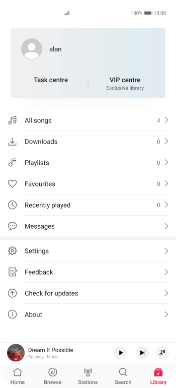 Press All songs.