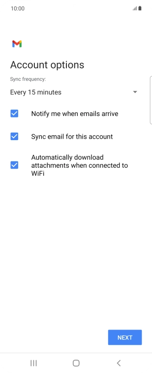 If this screen is displayed, you email account has been recognised and set up automatically. Follow the instructions on the screen to key in more information and finish setting up your phone.