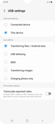 Press Transferring files / Android Auto.