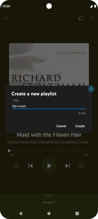 Key in a name for the playlist and press Create.