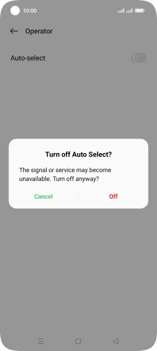 Press Off to turn off the function and wait while your phone searches for networks.