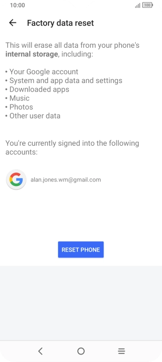 Press RESET PHONE.