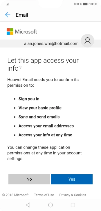 If this screen is displayed, you email account has been recognised and set up automatically. Follow the instructions on the screen to key in more information and finish setting up your phone.