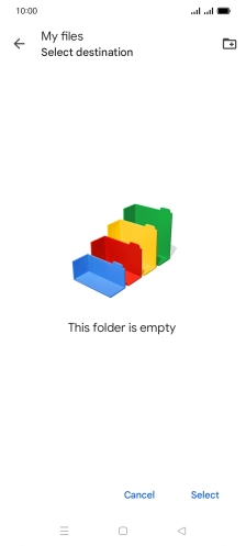 To create a new folder, press the new folder icon and follow the instructions on the screen to create a new folder.