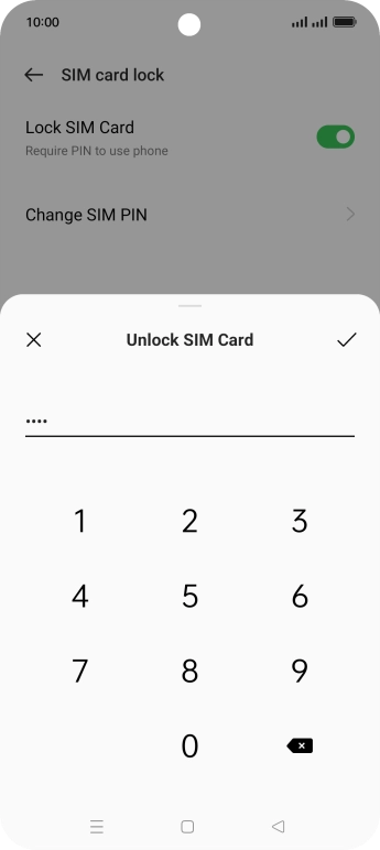 Key in your PIN and press the confirm icon. The default PIN is 1111.
