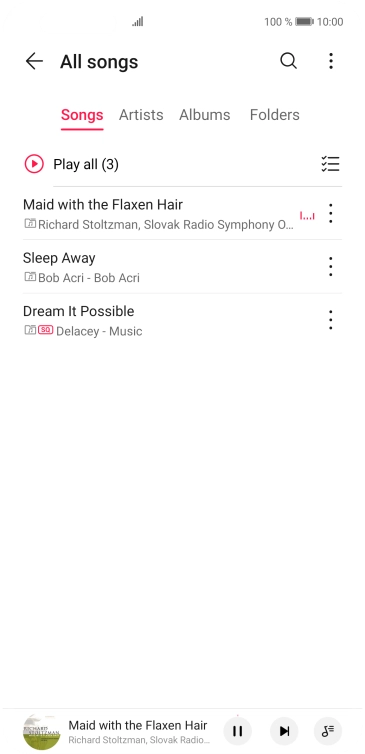 Press the song title at the bottom of the screen.