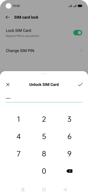 Key in your PIN and press the confirm icon. The default PIN is 1111.