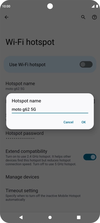 Key in the required Wi-Fi hotspot name and press OK.