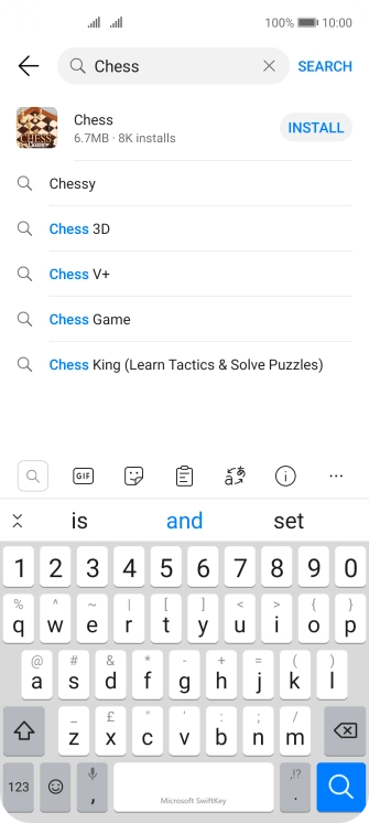 Key in the name or subject of the required app and press the search icon.