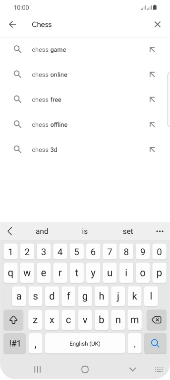Key in the name or subject of the required app and press the search icon.