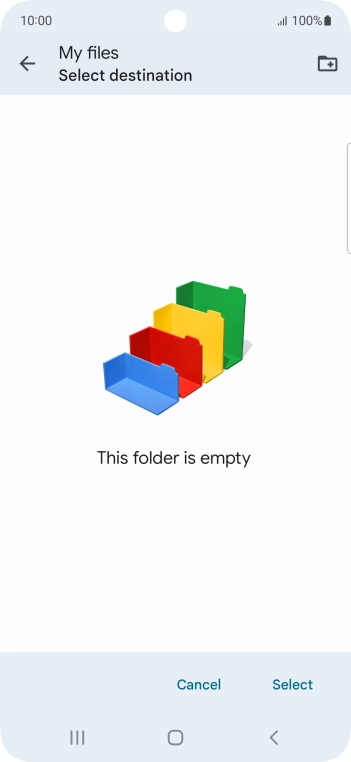 To create a new folder, press the new folder icon and follow the instructions on the screen to create a new folder.
