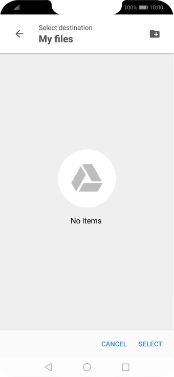 To create a new folder, press the new folder icon and follow the instructions on the screen to create a new folder.