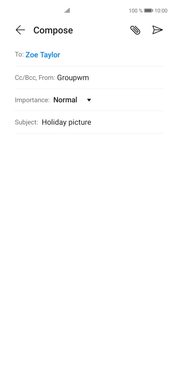 Press the text input field and write the text for your email.
