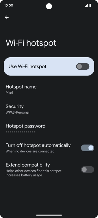 Press Hotspot password and key in the required password.