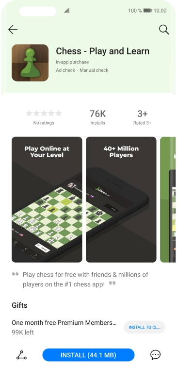 Press INSTALL and follow the instructions on the screen to install the app.