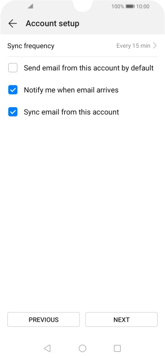 If this screen is displayed, you email account has been recognised and set up automatically. Follow the instructions on the screen to key in more information and finish setting up your phone.