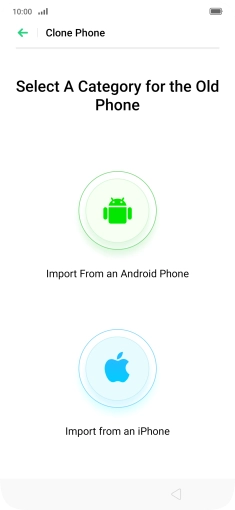 Press the required setting and follow the instructions on the screen to transfer the content from another phone.