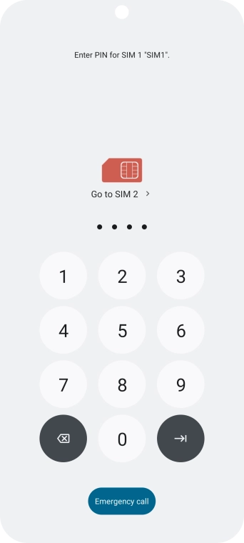 If your SIM is locked, key in your PIN and press arrow right. The default PIN is 1111.