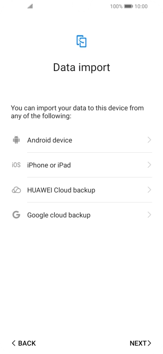 You can transfer the contents of another phone to your phone when it's activated for the first time and after a factory reset. When this screen is displayed, your phone is ready to transfer contents from another phone.