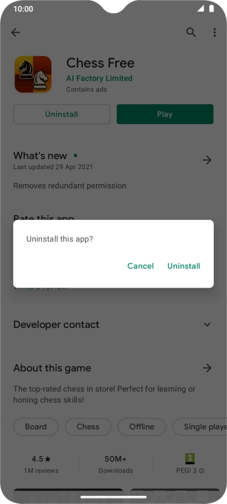 Press Uninstall.