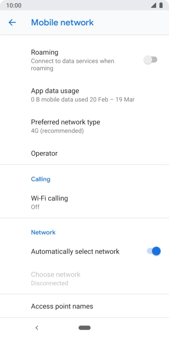 Press Preferred network type.