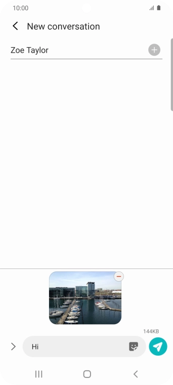Press the send icon when you've finished your MMS.