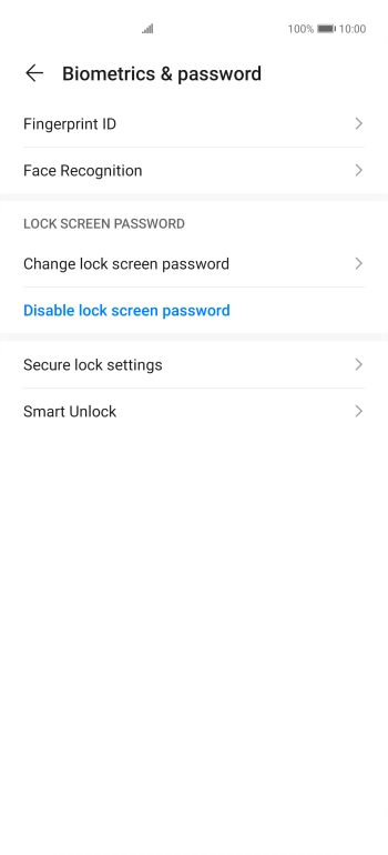 Press Disable lock screen password.