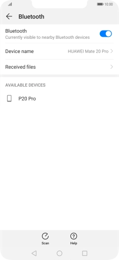 Press the required Bluetooth device and follow the instructions on the screen to pair the device with your phone.