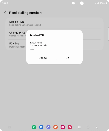 Key in your PIN2 and press OK. The default PIN2 is 0000.